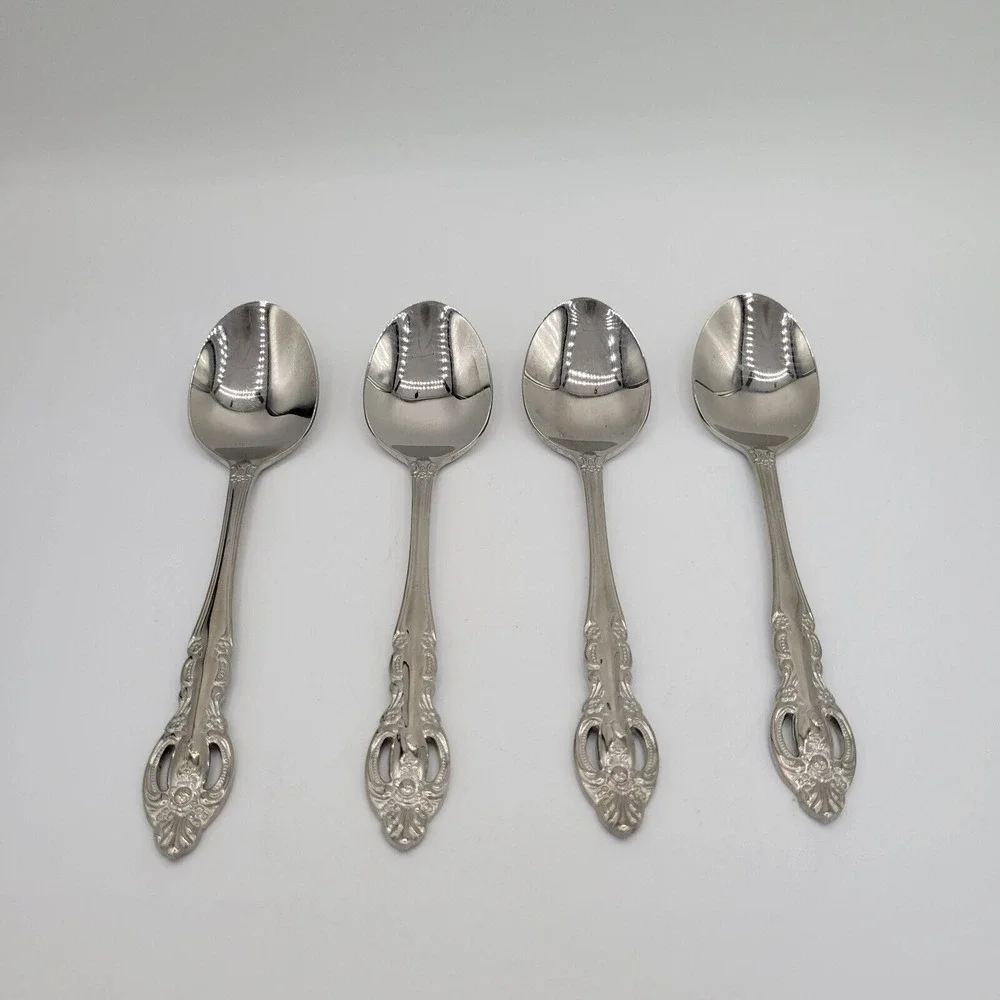Baroque By Estia Four Soup Spoons Flatware Replacement Silverware‎ Collectible